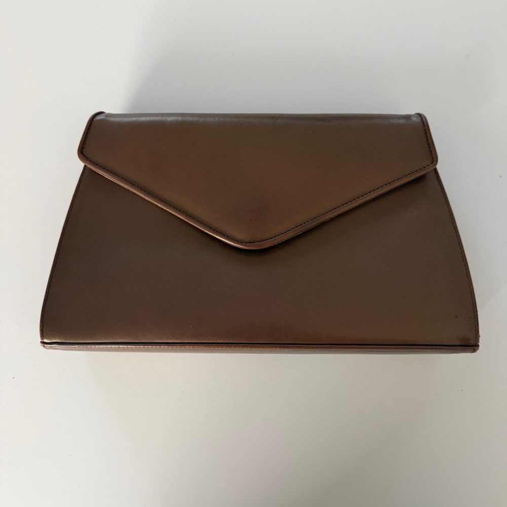 Sleek Brown Leather Envelope Clutch